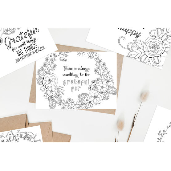 Gratitude Themed Note Cards To Colour In (Pack of 10)