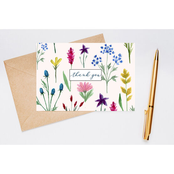 Wild Flowers Floral Thank You Note Cards (Pack of 10)