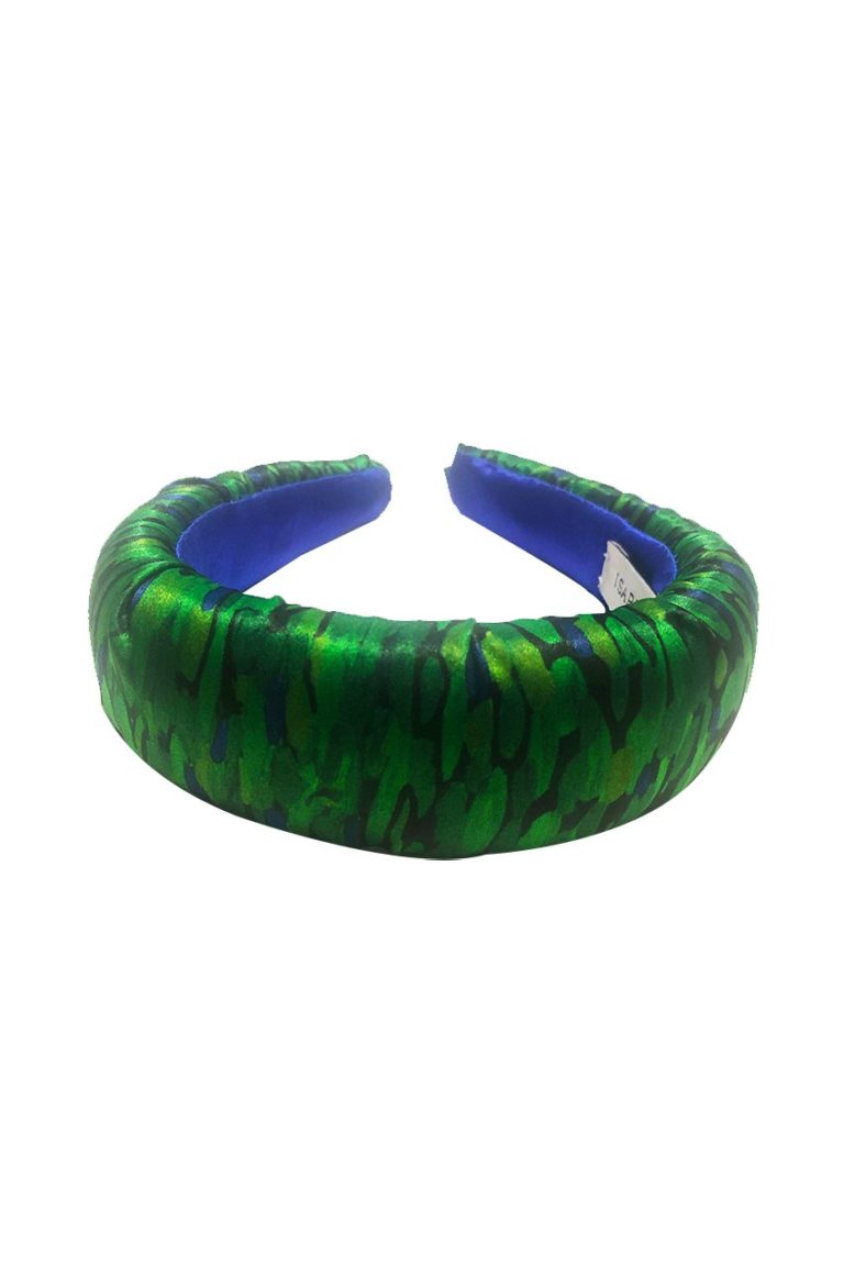 Flecked Emerald Silk Padded Headband