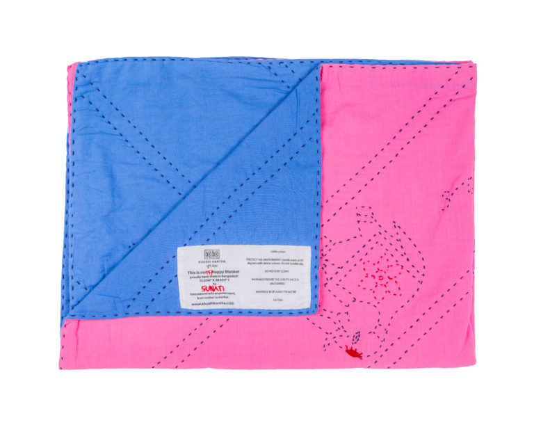 Dinajpur Happy Blanket in Pink and Blue